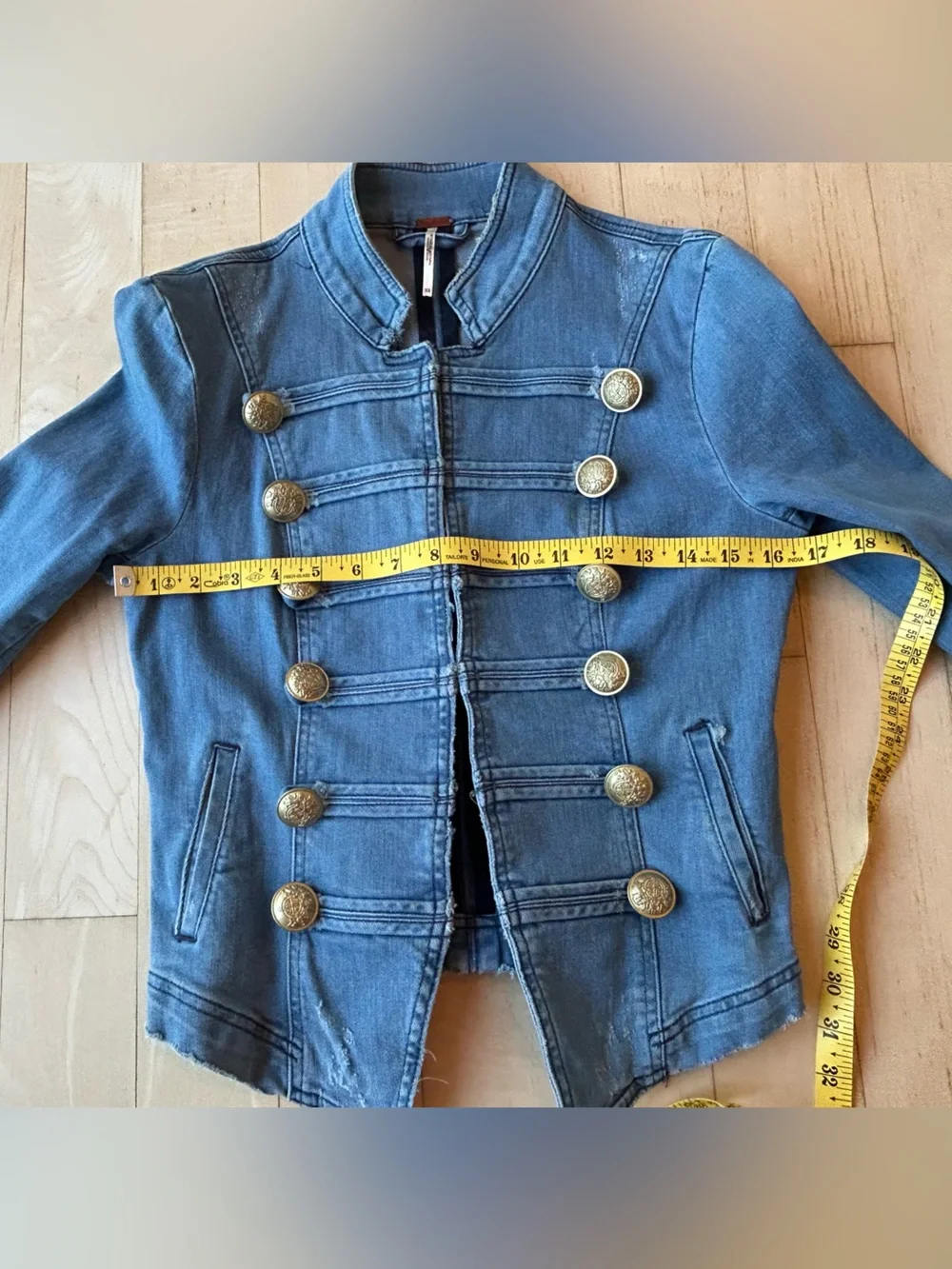 Free People Light Blue Denim Military Jacket Size XS - Picture 15 of 16